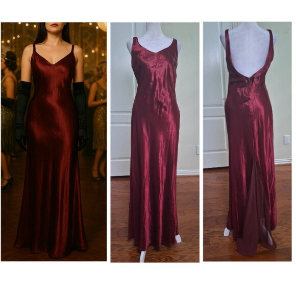 Vintage 90s Y2K Goth Slip Dress Maxi Size Medium Boho Fairy Whimsigoth Burgundy - Picture 1 of 17
